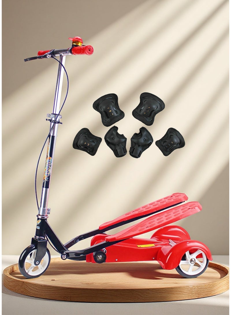 EASY FUTURE Boys & Girls Kick Scooter Smart Dual Pedal 3-Wheel Scooter with Adjustable Foldable Handlebar Including Protective Gear Set - Image 5