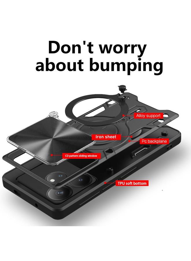 S-TOP Case For Realme GT 6T CD Texture Sliding Camshield Magnetic Holder Phone Case - Image 3