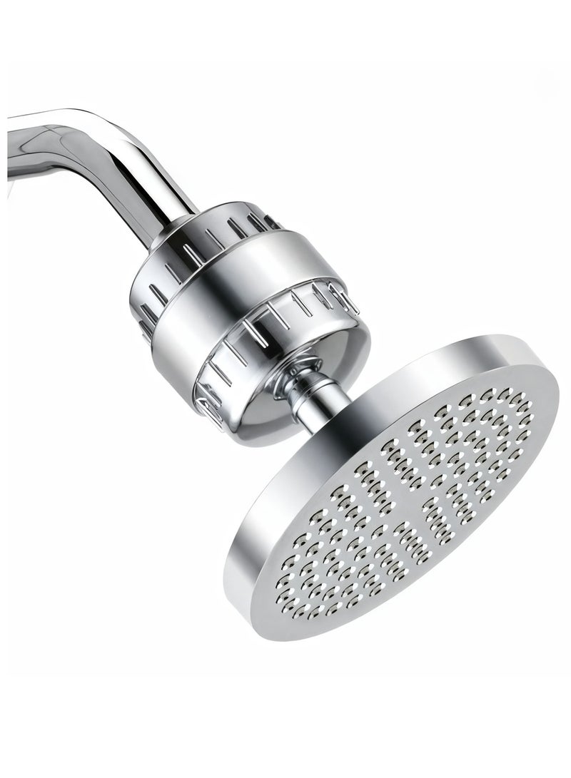 أميناك رأس دش مزود بفلتر 20 مرحلة، مع 5 أوضاع رش قوية، رأس دش قابل للتعديل 360° للمياه العسرة، يزيل الكلور والمعادن الثقيلة، تشطيب كروم - Image 1