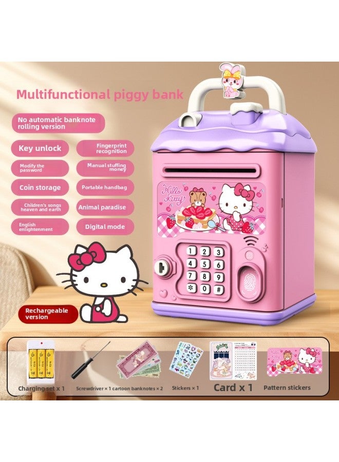 Can't Get In And Out Of The Year Piggy Bank Only Boys Password Box Kulomi Savings Girls Children Can Save And Free Shipping-Color:Kt Cat☀Password Key Unlock Without Automatic Banknote Rolling☀Rechargeable Version - Image 1