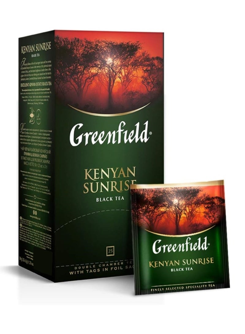 جرين فيلد شاي أسود كيني صن رايز 25 كيس شاي 50 جم - Image 1