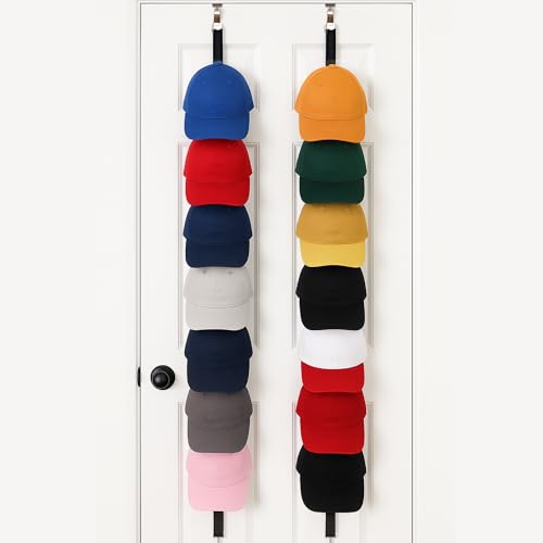 Jokari Over the Door Cap Rack Organizer 2 Pack Holds Up to 16 Baseball Hats Hat Storage System for Men Women and Kids Adjustable Closet Hanger with Hooks for Easy Hat Display - Image 1