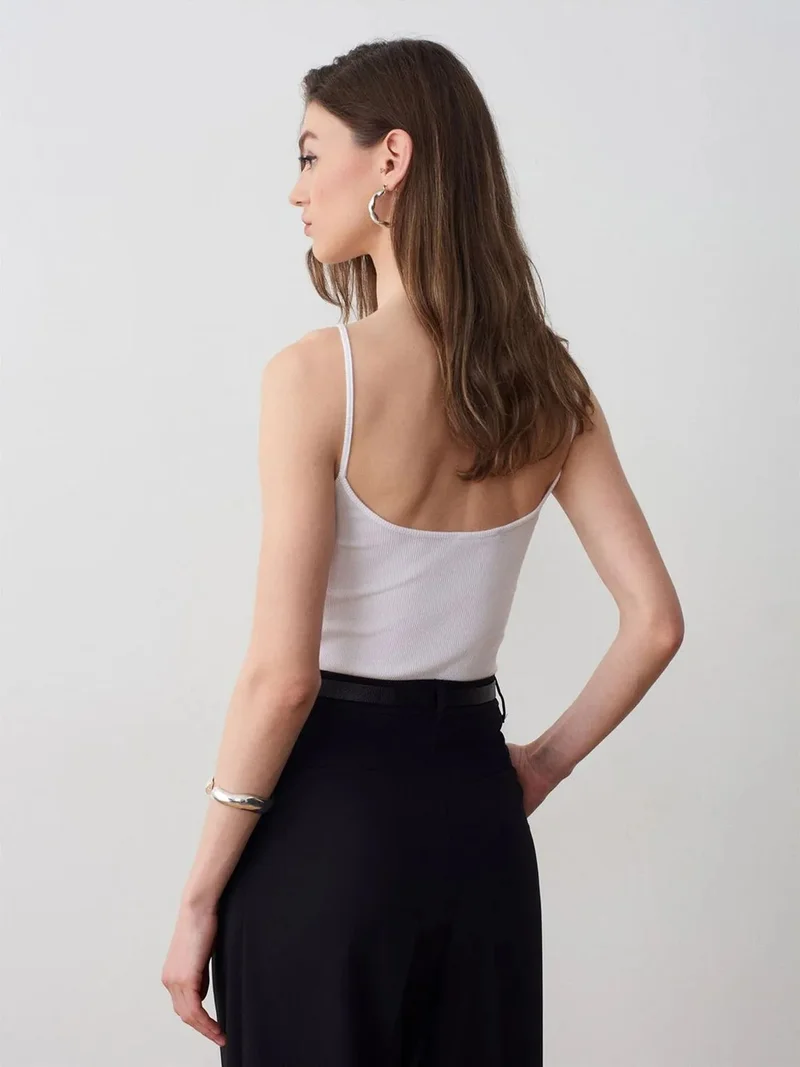 ديلفين Dilvin Ribbed Sleeveless Cami Blouse