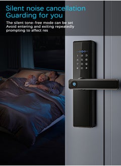 ALINK Smart Door Lock Smart Lock，Fingerprint lock ,Electronic Door Lock，Digital Smart Lock,Tuya App Unlocking Keyless Lock,Color black,4585 Mortise  - Image 5