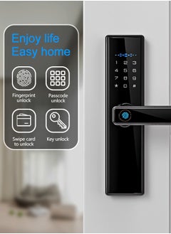 ALINK Smart Door Lock Smart Lock，Fingerprint lock ,Electronic Door Lock，Digital Smart Lock,Tuya App Unlocking Keyless Lock,Color black,4585 Mortise  - Image 2