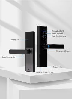 ALINK Smart Door Lock Smart Lock，Fingerprint lock ,Electronic Door Lock，Digital Smart Lock,Tuya App Unlocking Keyless Lock,Color black,4585 Mortise  - Image 3