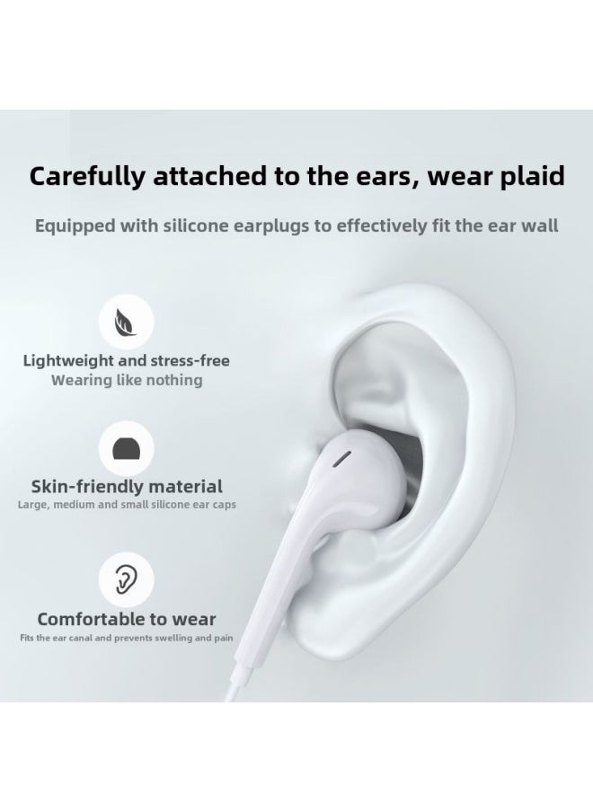 Generic - Headphones Wired High Quality Suitable For Vivo Huawei Oppo Xiaomi Apple Mobile Phone Round Hole Type-C Semi-in-ear-Color:Mic-free Classic Model [3.5mm White - Two Pack] - Image 1
