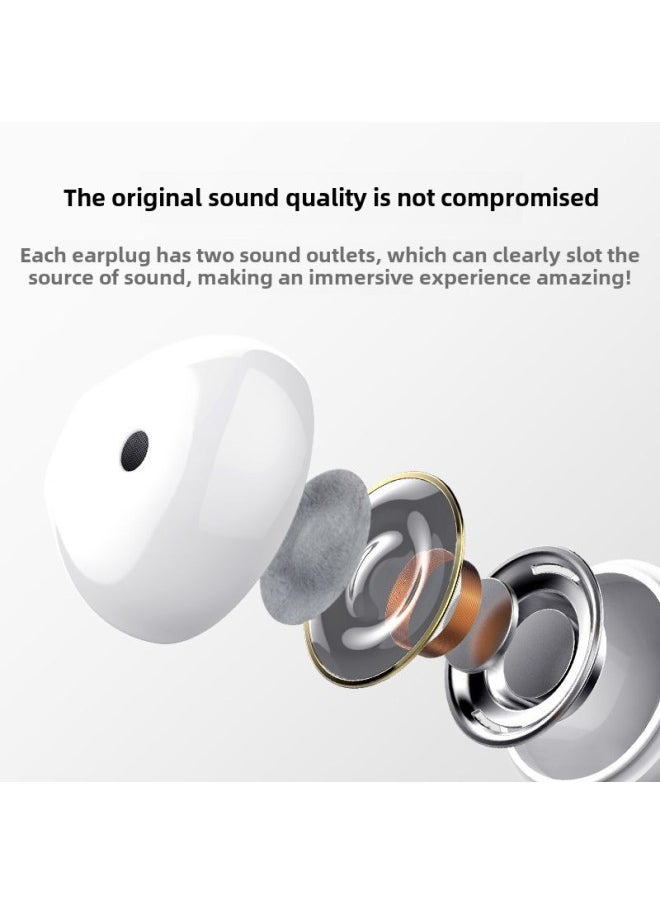 Generic - Headphones Wired High Quality Suitable For Vivo Huawei Oppo Xiaomi Apple Mobile Phone Round Hole Type-C Semi-in-ear-Color:Mic-free Classic Model [3.5mm White - Two Pack] - Image 1