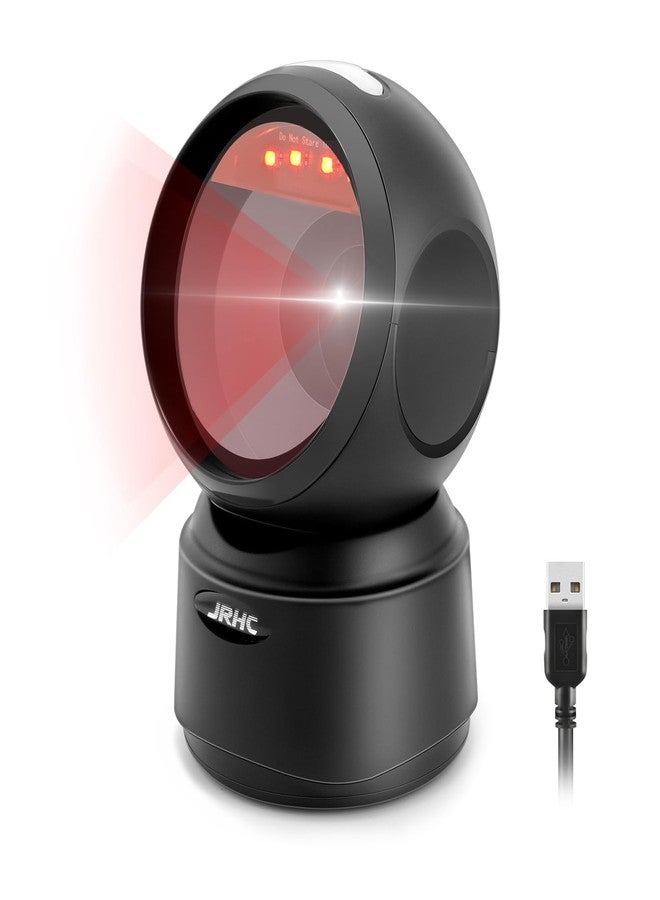 JRHC 1D 2D Desktop Barcode Scanner, Omnidirectional Automatic Sensing Platform Scanner, Hands-Free USB Wired Image Sensing QR Barcode Reader - Image 1