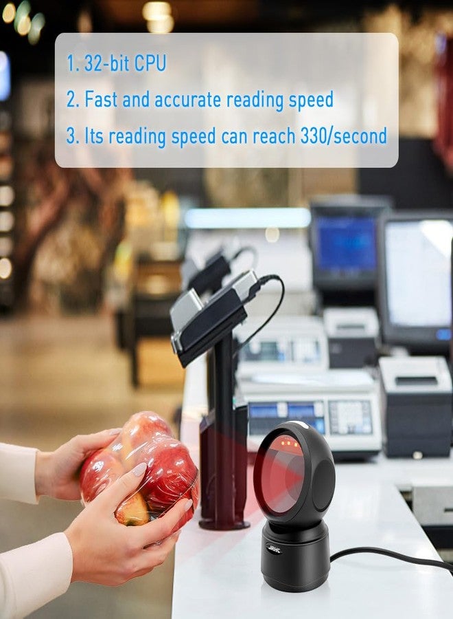 JRHC 1D 2D Desktop Barcode Scanner, Omnidirectional Automatic Sensing Platform Scanner, Hands-Free USB Wired Image Sensing QR Barcode Reader - Image 4