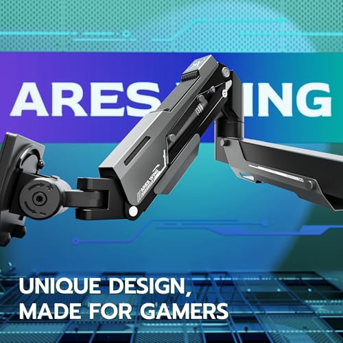 ARES WING Vertical Dual Monitor Mount - 24-57" Aluminum Heavy Duty Monitor Arms for 2 Monitors, Fully Adjustable Gas Spring Stacked Monitor Stand with 75/100/200 Vesa Mount, Black - Image 3