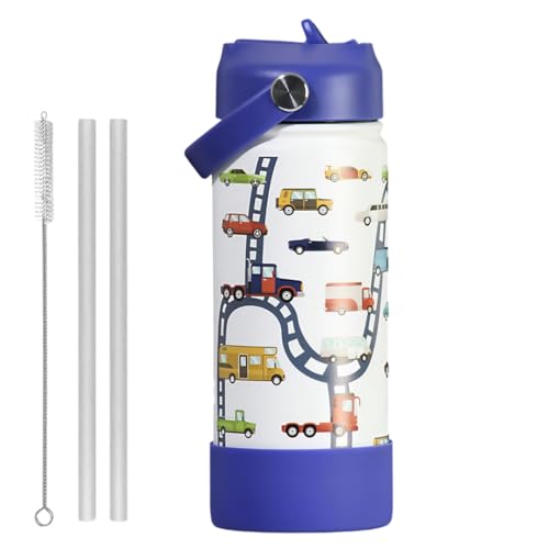 TOM  BELL TOM & BELL Insulated Water Bottle for Kids 500ml,Double Wall Water Bottle for School, Sipper Bottle,Hot and Cold, Premium 304 Stainless Steel (Cars, 500ml) - Image 1