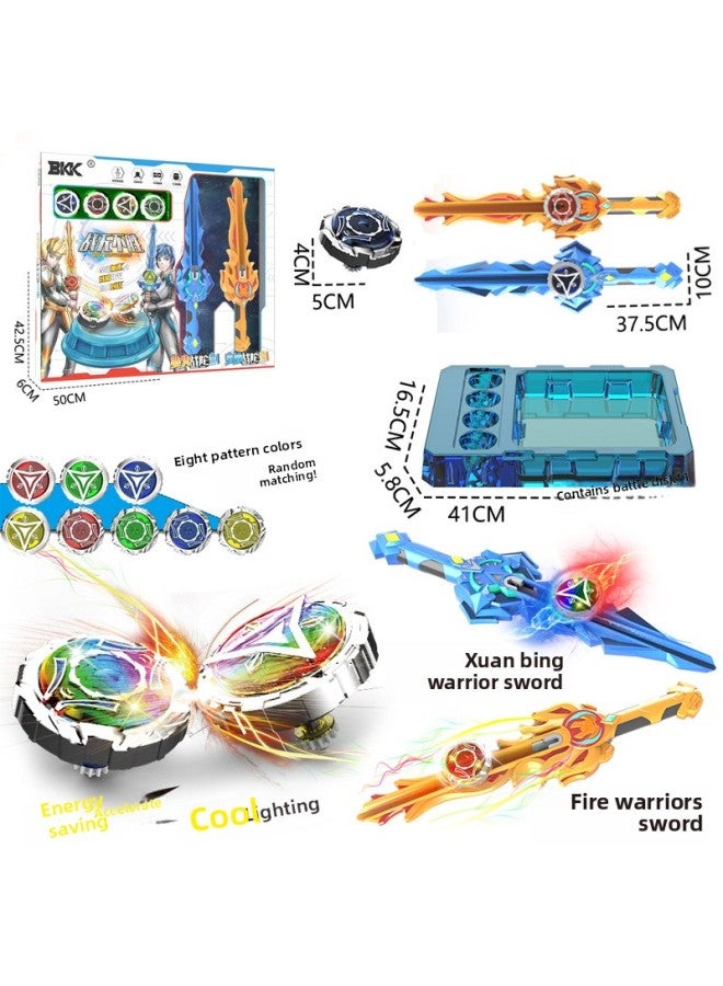 BKK Gyro Vs. Children's Luminous Gyro Sword Toy Merchant Super Supply Children's Gift Box Toy Wholesale-Color:Portable Gift Box 【including Gyro Sword * 2 + Gyro * 4 + Gyro Battle Plate】】 - Image 2