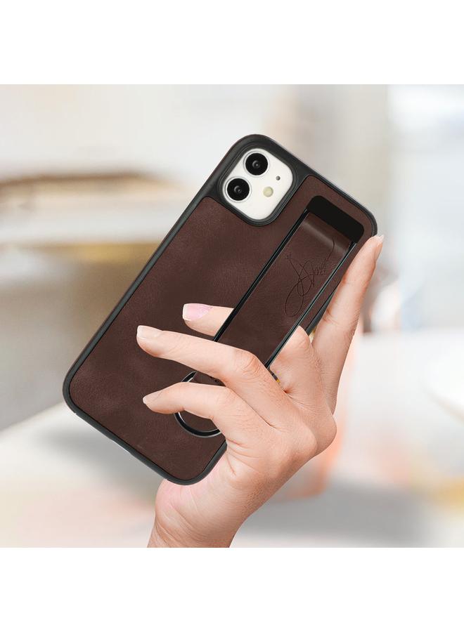 زبون جراب لهاتف iPhone 12 مزود بحامل سوار معصم من الجلد وغطاء خلفي للهاتف - Image 5