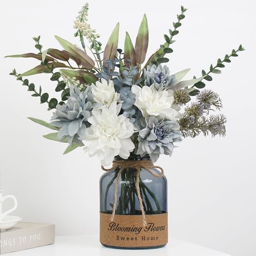 Leftover Fake Flowers in Vase,Artificial Flowers in Vase,Table Centerpieces for Dining Room,Flower Centerpieces for Tables,Faux Flowers in Vase,Kitchen Table Decor,Coffee Table Decor… - Image 1