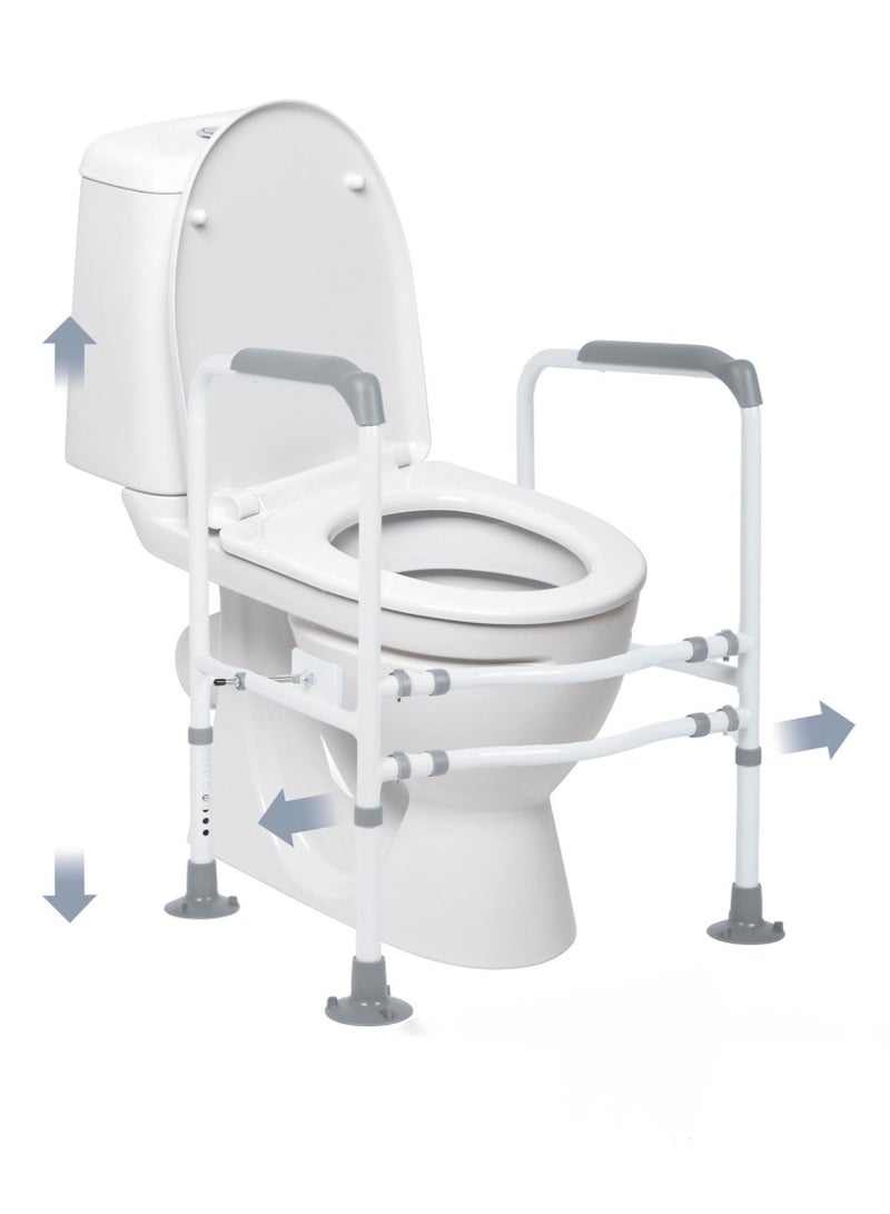 شو وو درابزين أمان للمرحاض، مقابض مرحاض لكبار السن، إطار أمان للمرحاض مع ارتفاع قابل للتعديل ودرابزين قضبان مرحاض لكبار السن والمعاقين تناسب معظم المراحيض، 440 رطلاً - Image 3