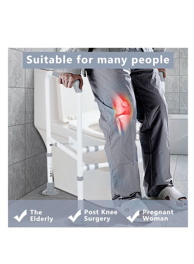 شو وو درابزين أمان للمرحاض، مقابض مرحاض لكبار السن، إطار أمان للمرحاض مع ارتفاع قابل للتعديل ودرابزين قضبان مرحاض لكبار السن والمعاقين تناسب معظم المراحيض، 440 رطلاً - Image 5