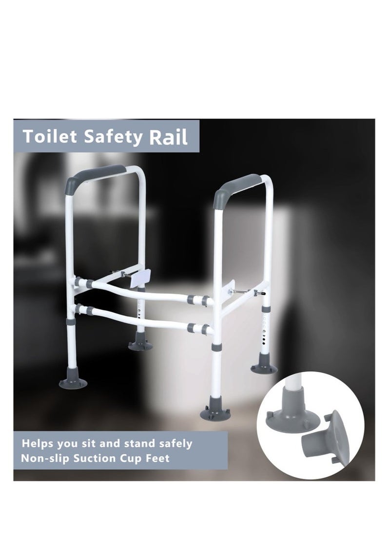 شو وو درابزين أمان للمرحاض، مقابض مرحاض لكبار السن، إطار أمان للمرحاض مع ارتفاع قابل للتعديل ودرابزين قضبان مرحاض لكبار السن والمعاقين تناسب معظم المراحيض، 440 رطلاً - Image 4