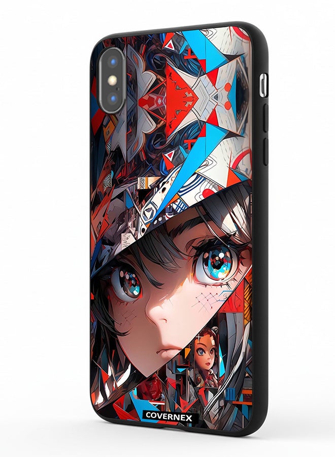 Covernex Apple iPhone Xs Protective Case Cover Printed Featuring Abstract Collage Anime Eyes Graphic - Image 1