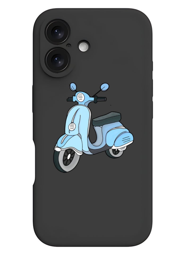 Theodor iPhone 16 Plus Black Protective Slim Fit Case Liquid Silicone Cover with Full Body Protection Anti-Scratch Shockproof Case For iPhone - Scooter - Image 1