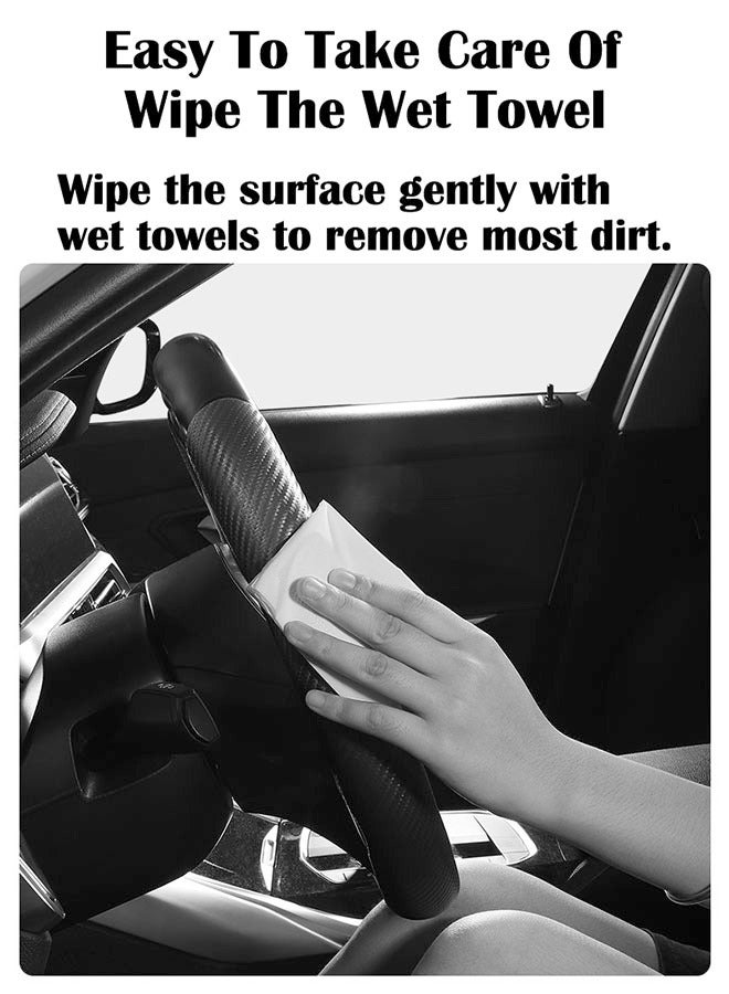 ZCM-HAPPY Universal Carbon Fiber Steering Wheel Cover, Safety Non-slip Auto Parts Protective Wheel Cover (Black)  - Image 2