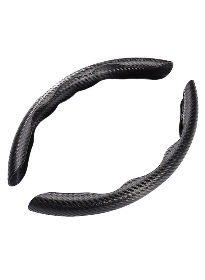 ZCM-HAPPY Universal Carbon Fiber Steering Wheel Cover, Safety Non-slip Auto Parts Protective Wheel Cover (Black)  - Image 1