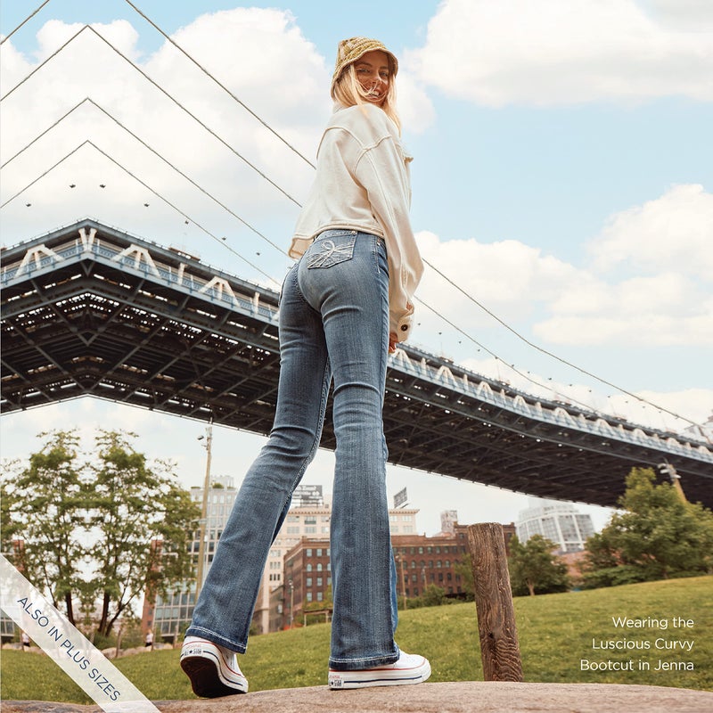 WallFlower Luscious Curvy Bootcut Mid-Rise Insta Stretch Denim Juniors Jeans for Women, Abbey, 11 - Image 3