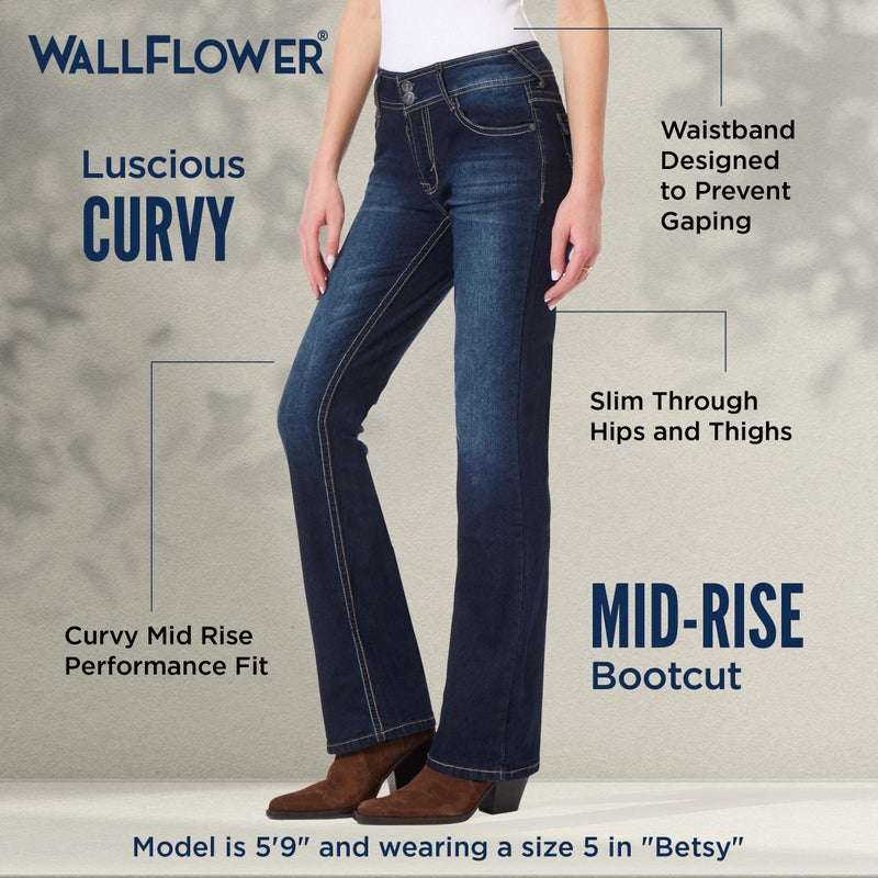 WallFlower Luscious Curvy Bootcut Mid-Rise Insta Stretch Denim Juniors Jeans for Women, Abbey, 11 - Image 5