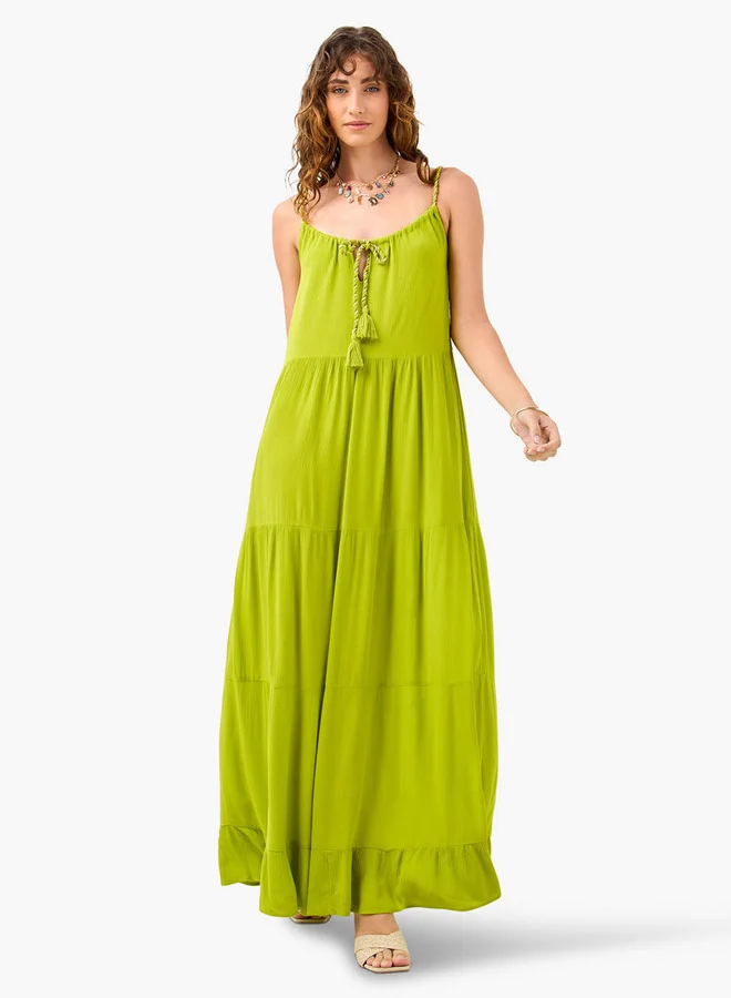 Splash FAV Chartreuse Tiered Maxi Dress