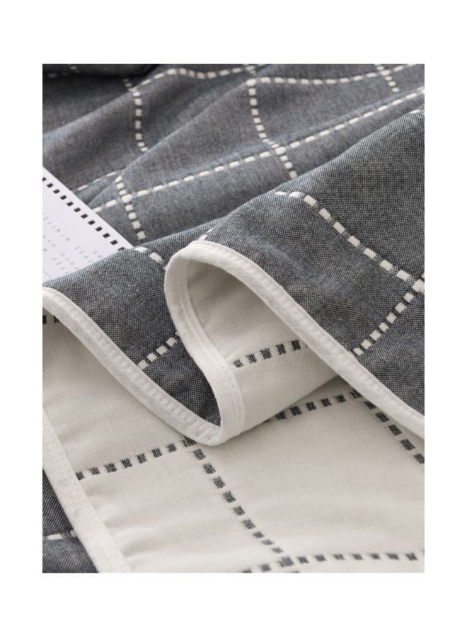 Cotton Throw Blanket Grey/White 120x150centimeter - Image 2