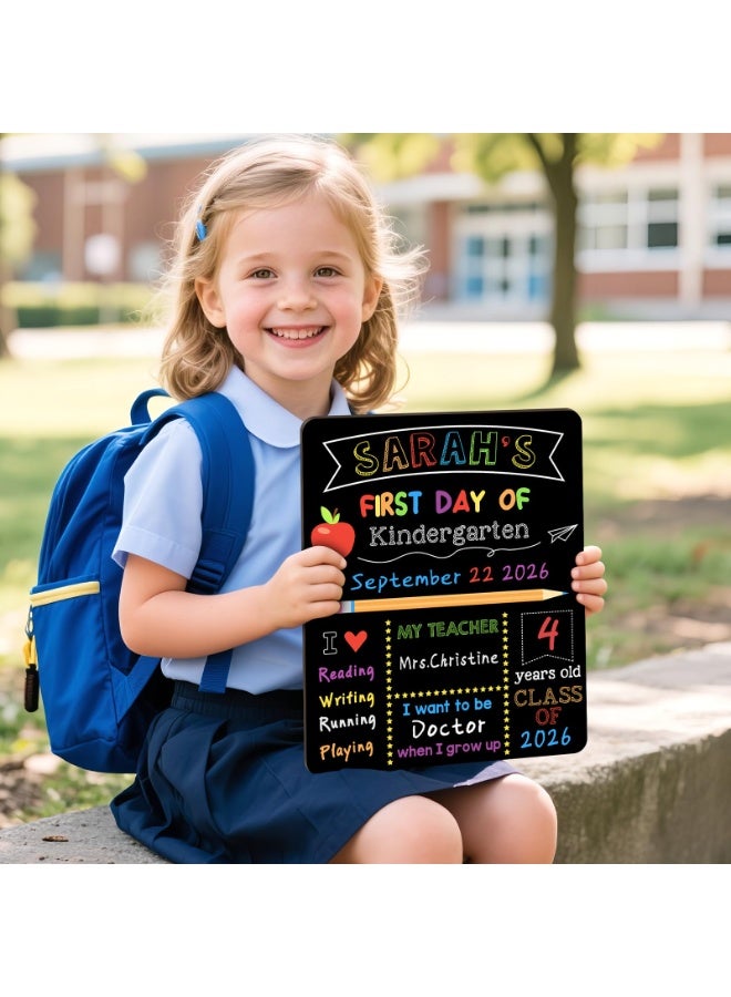 Chielor First & Last Day of School Signs, 10 x 12 Inch Double Sided Back to School Board, Reusable Wooden 1st Day of Preschool/Kindergarten Photo Props - Image 4