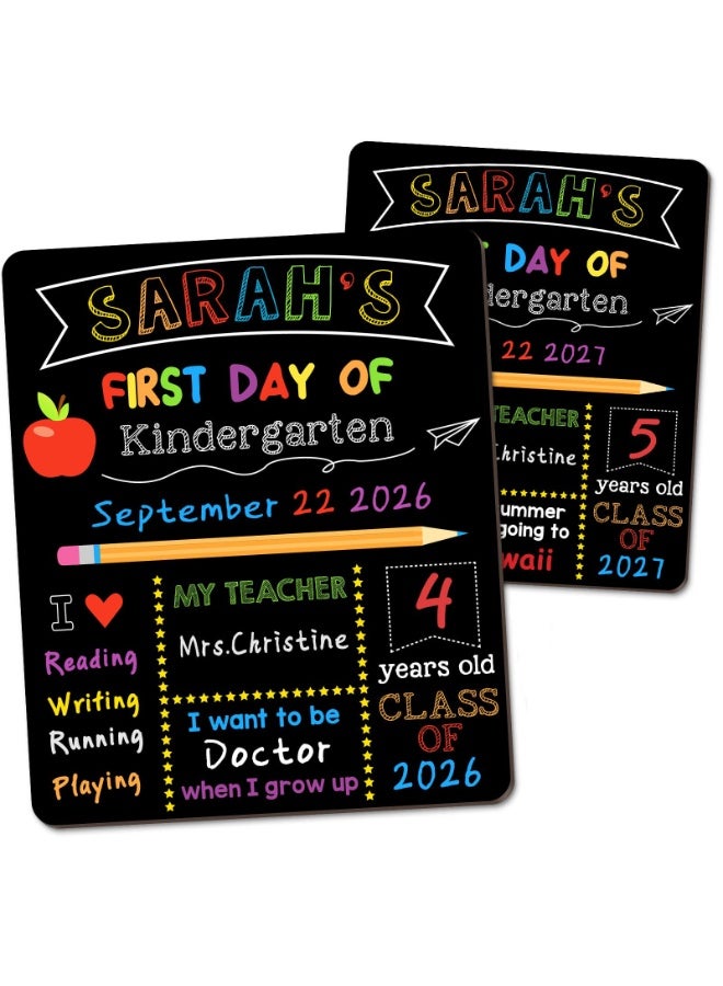 Chielor First & Last Day of School Signs, 10 x 12 Inch Double Sided Back to School Board, Reusable Wooden 1st Day of Preschool/Kindergarten Photo Props - Image 1