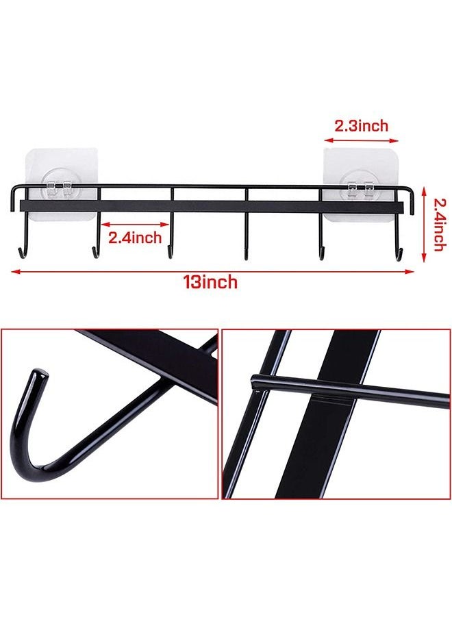 Arabest 2 Pack Kitchen Adhesive Wall Hooks Rack Rail, Space Saving Wall Hanger No Drilling Hanger with 6 Hooks for Kitchen Bathroom Bedroom Closet Stainless Kitchen Tools for Hanging Knives, Spoon  - Image 2