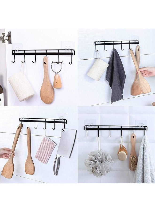 Arabest 2 Pack Kitchen Adhesive Wall Hooks Rack Rail, Space Saving Wall Hanger No Drilling Hanger with 6 Hooks for Kitchen Bathroom Bedroom Closet Stainless Kitchen Tools for Hanging Knives, Spoon  - Image 5