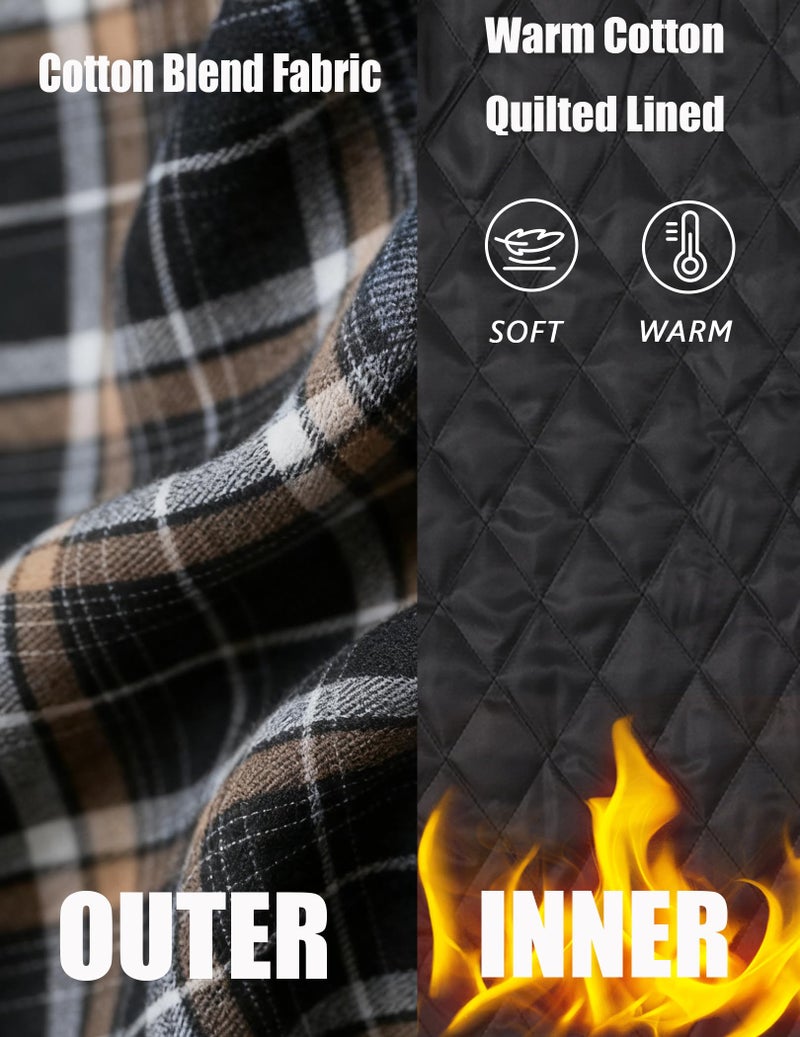 COOFANDY Mens hoodies zip up and snap quilted lined flannel shirt jacket plaid jacket - Image 4