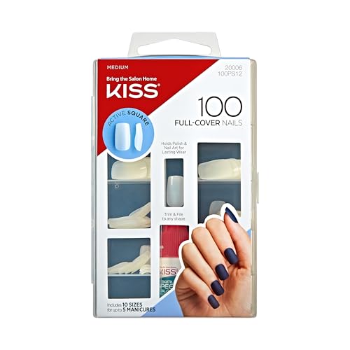 Kiss Nails 100 Full Cover Nails - Active Square - Image 1