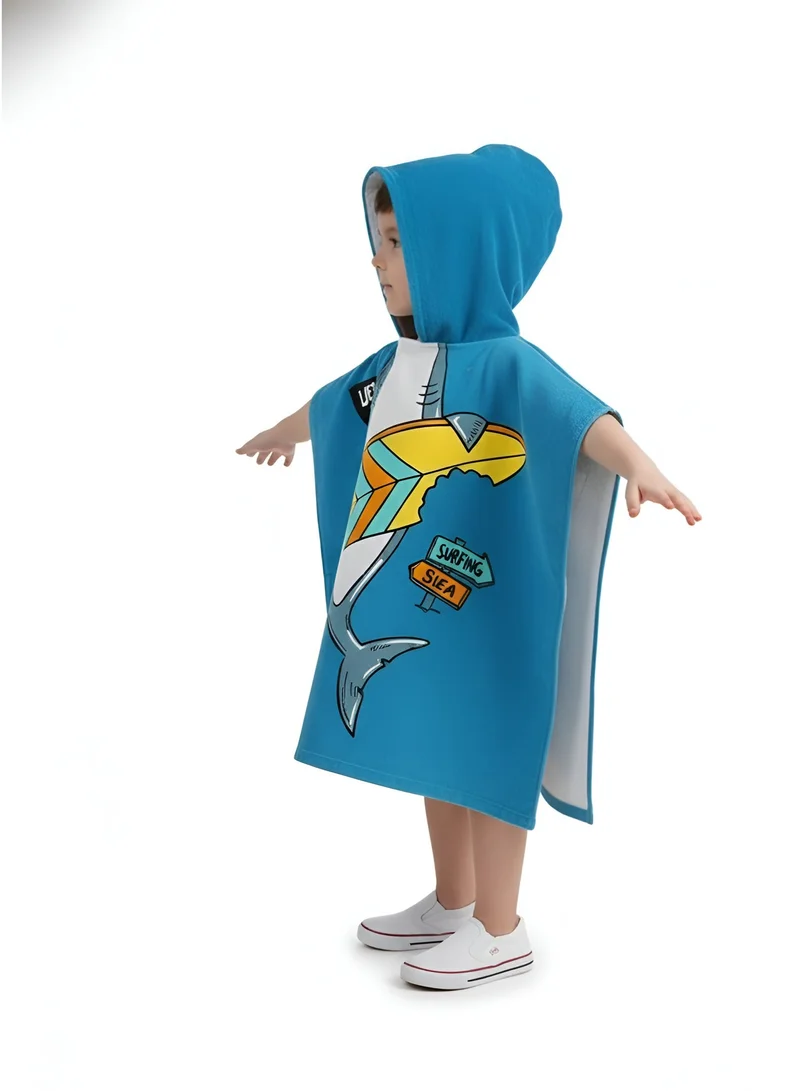 بمبىمىشى منشفة استحمام للأطفال بامبي ميتشي بطبعة القرش مع غطاء