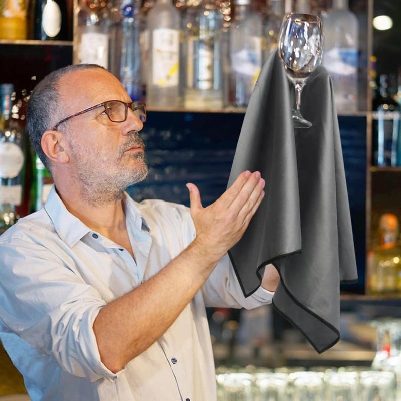 Sinland Microfiber Glass Polishing Cloths Thick Lint -Free Drying Towels for Wine Glasses Stemware Dishes Stainless Appliances 19.5 Inch X 23.5 Inch Pack of 2 Darkgrey - Image 5