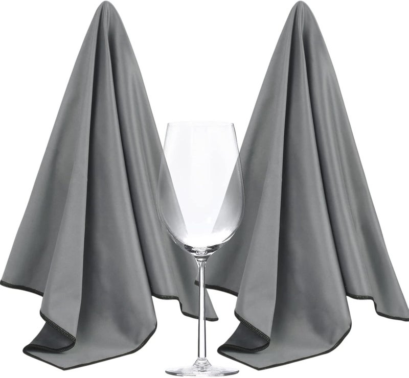 Sinland Microfiber Glass Polishing Cloths Thick Lint -Free Drying Towels for Wine Glasses Stemware Dishes Stainless Appliances 19.5 Inch X 23.5 Inch Pack of 2 Darkgrey - Image 1