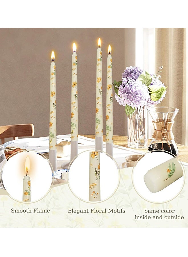 Set of 2  Ivory Valley Iris Taper Candles Floral Tall Candlesticks 10 Inch Handmade Unscented Drip Candles Exquisite Gift for Birthday Valentine's Day Wedding Anniversary Dinner Party Home Decor - Image 3