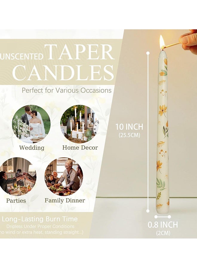Set of 2  Ivory Valley Iris Taper Candles Floral Tall Candlesticks 10 Inch Handmade Unscented Drip Candles Exquisite Gift for Birthday Valentine's Day Wedding Anniversary Dinner Party Home Decor - Image 4