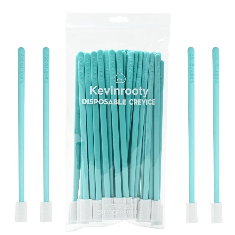 Kevinrooty 50PCS Disposable Crevice Cleaning Brush Kit Disposable Toilet Brush Window Sill Keyboard Car AC Cleaner Blue