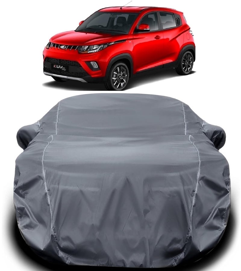 PODWILS KUV 100 Car Cover Waterproof/KUV 100 Body Cover/KUV 100 Cover Waterproof / KUV100 Car Cover with Triple Stitched Fully Elastic Ultra Surface Body Protection (Grey Look) - Image 1