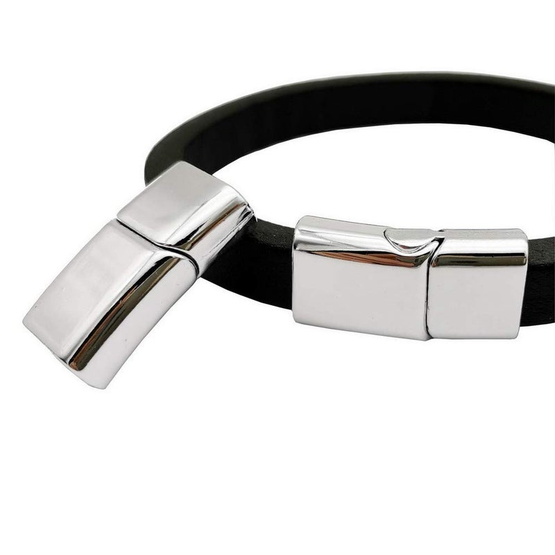 Pack 10 Magnetic Clasps and Closure for Bracelet Making Leather Cord End Hole Silver 11mmx55mm