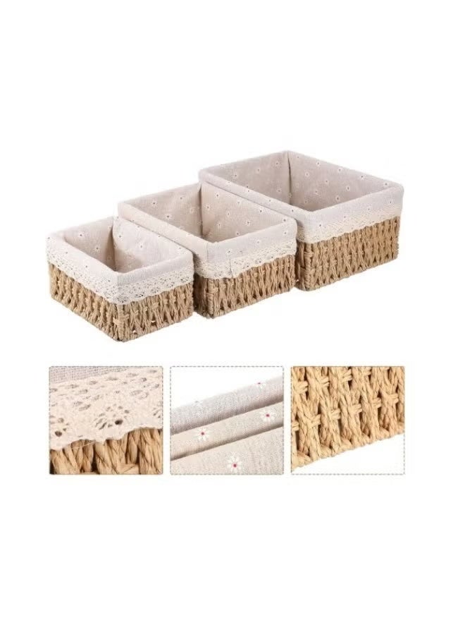 Basket set 3 pieces of braided rattan - Image 1