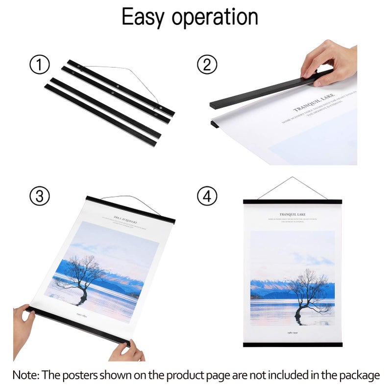 Falamon 2 Pack Magnetic Poster Hanger Frame 14x22 14x20 14x24 شماعات إطار ملصق المغناطيس لتعليق الملصقات يطبع الصور صور الخرائط والمخطوطات الفنية (Black 14 "") - Image 5