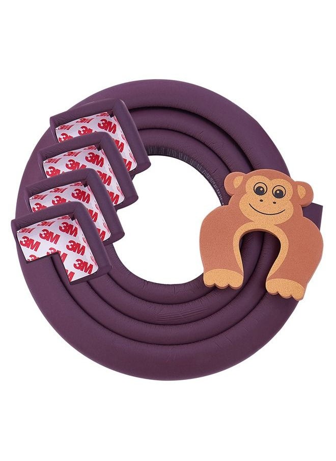 BAYBEE - Baybee 6.5Ft Baby Safety Edge and Corner Guard Protector Roll 3M Pre Taped With 4-Piece Table Corner Protector Cushion Child Safety Corner Edge Protector for Table Furniture Edge Safety Bumpers Brown - Image 1