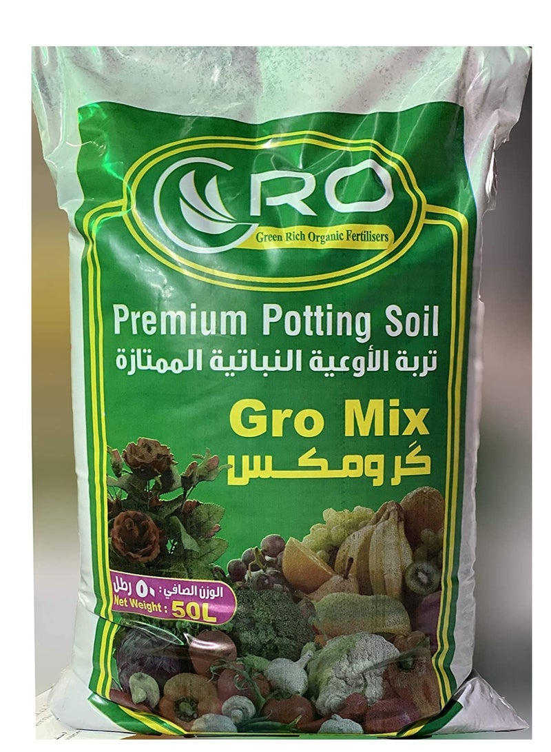 GRO Green Rich Organic fertilizer Gro Mix Premium potting Soil 50-Ltr for indoor and outdoor plants - Image 1