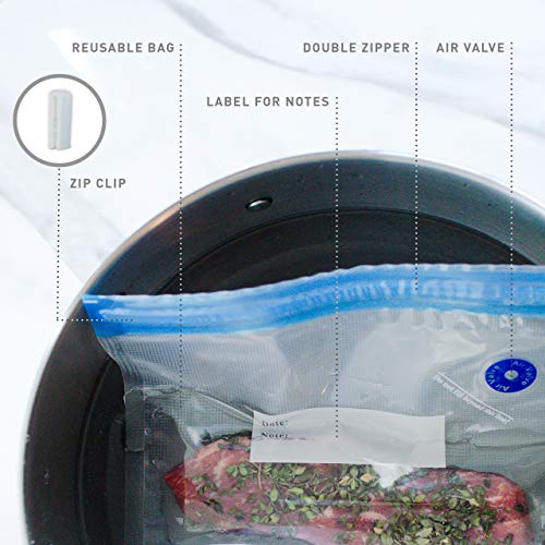 OUII Sous Vide Bags for Joule and Anova Cooker - 52 Pieces Kit with Vacuum Sealer Bags, Hand Pump, Clips - 3 Bag Sizes, Food Storage, Meal Prep - Fits Any Sous Vide Cooking Machine - Image 2