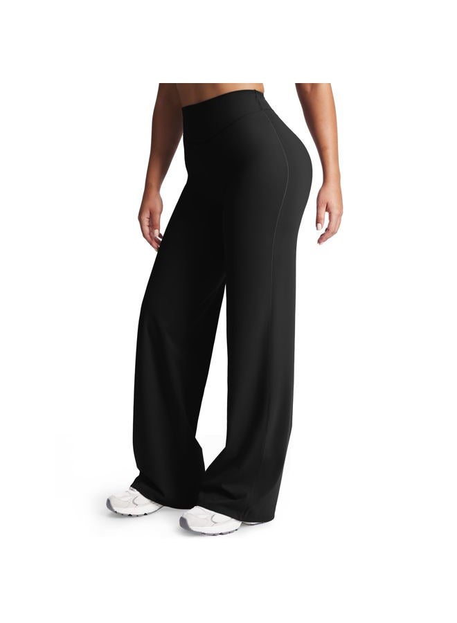 Aoxjox Women's Workout Velura Straight Leg Bottoms Mid-Waist Hidden Srcunch PlushFlex™ Gym Yoga Pants 31"/33"/35" - Image 1